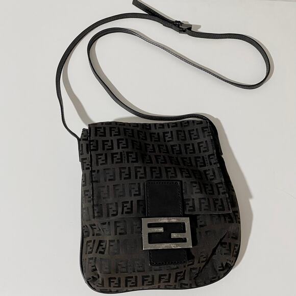 Fendi FF Logo Small Zucca Zucchino Monogram Canvas Crossbody Bag Purse - Picture 5 of 13
